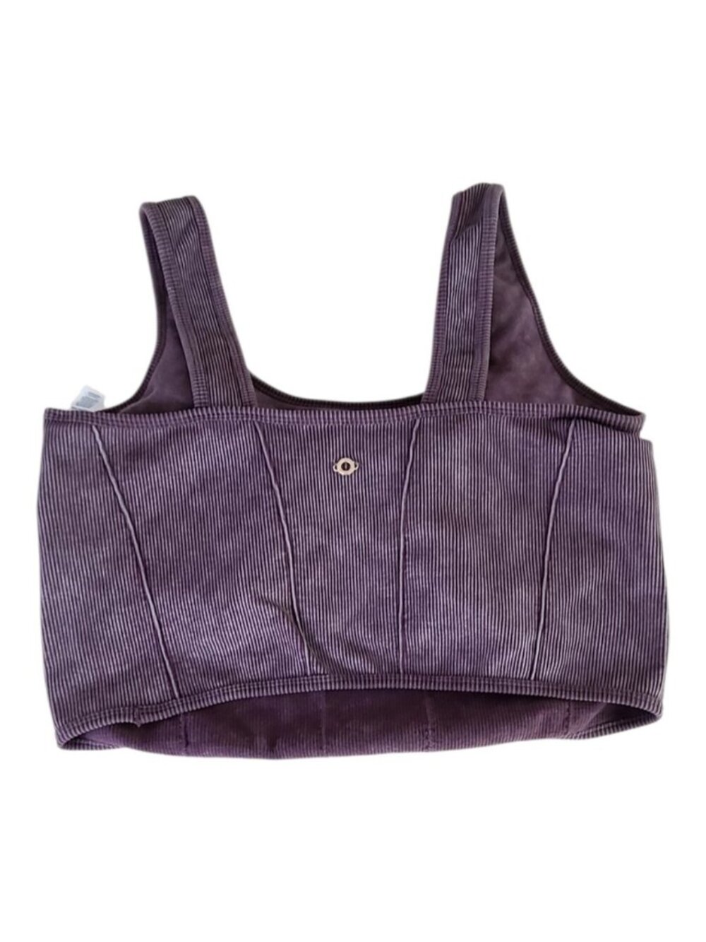 Brown Ribbed Square-Neck Crop Tank Top - Picture 2 of 2